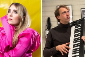 Collage: Miss Li i rosa blus, Pelle Andersson från Dalapop håller i ett elpiano. 