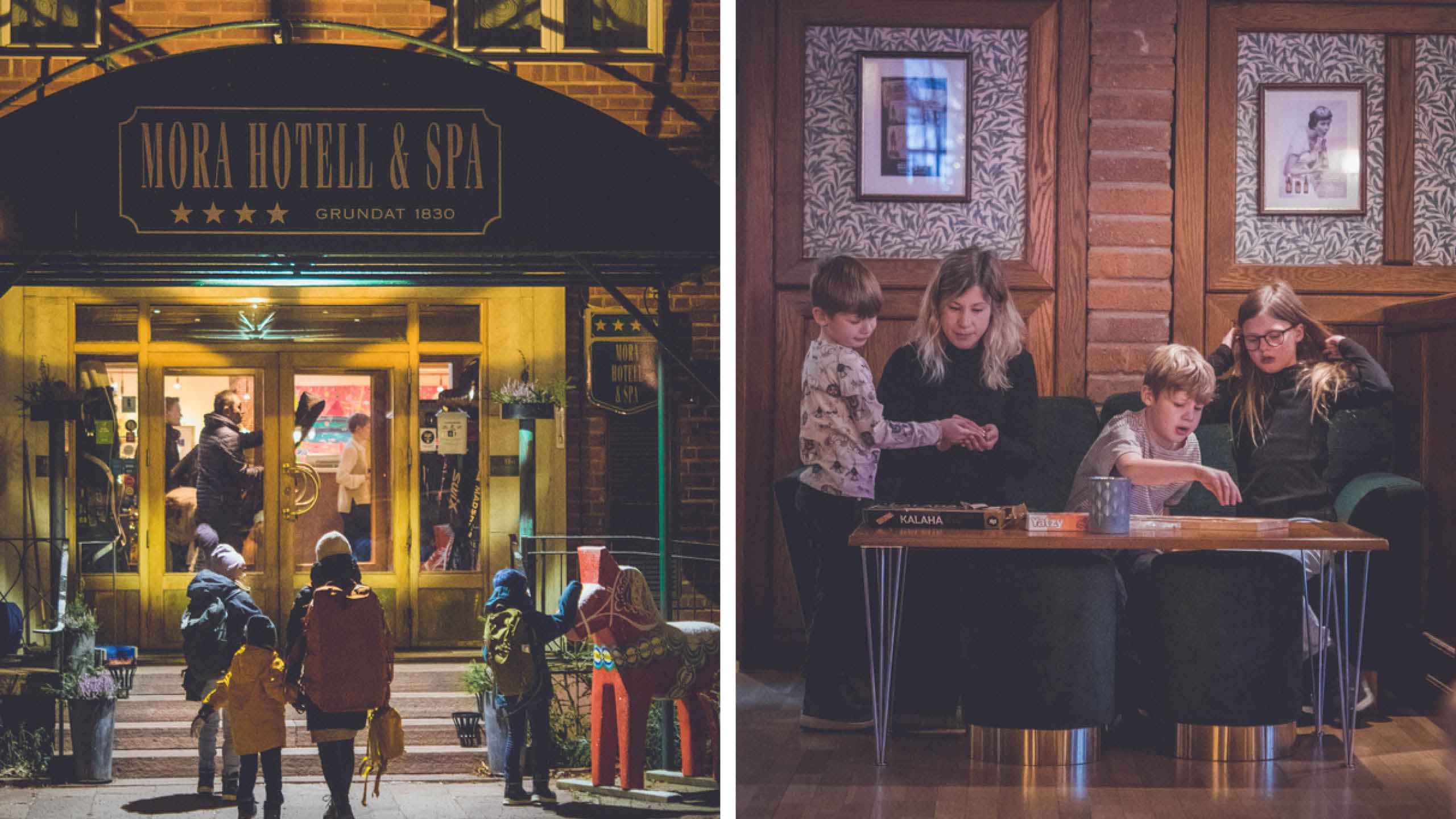 Familjen Olars checkar in på Mora Hotell i Mora.