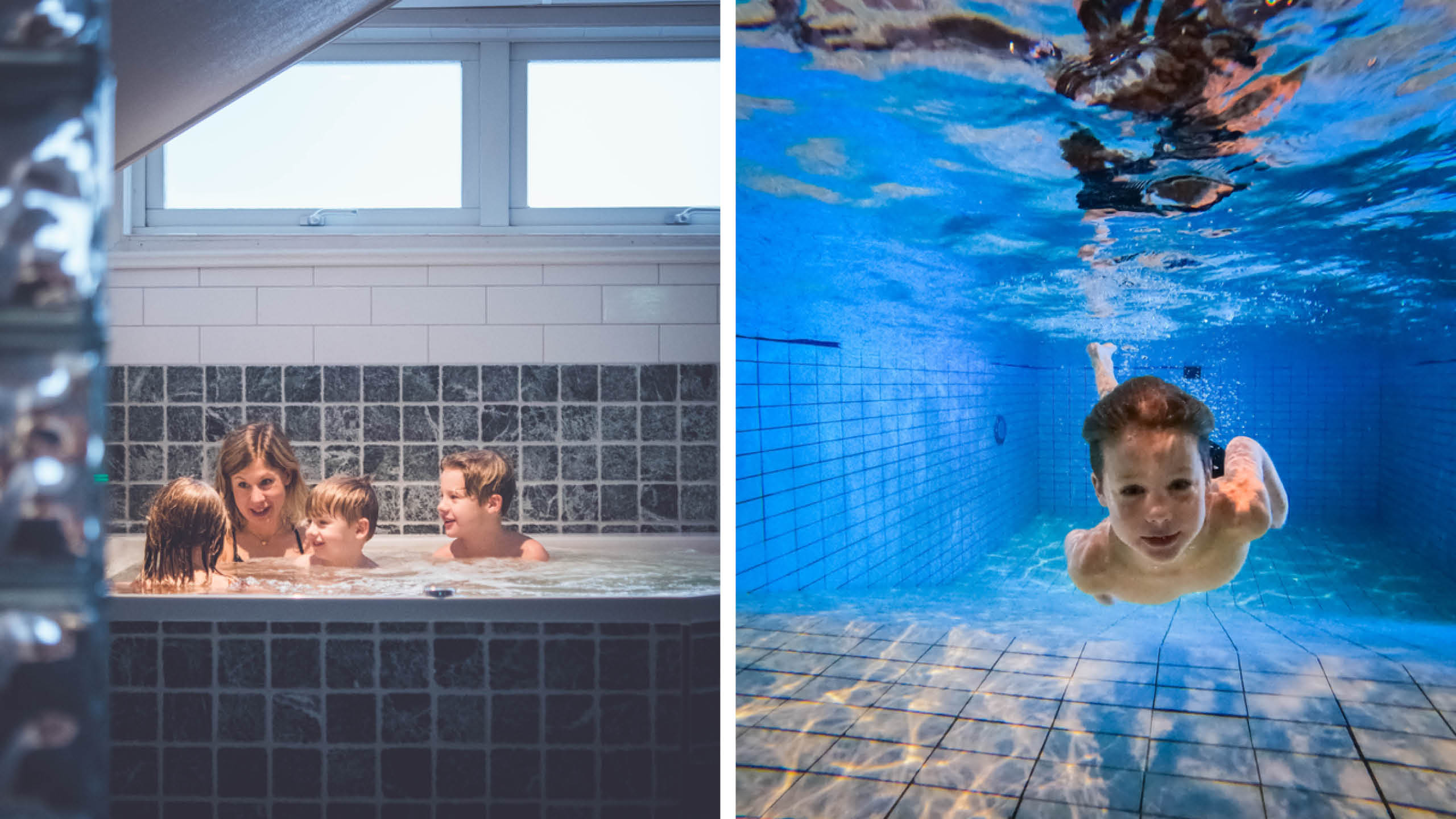 Familjen på spa-avdelningen på Mora Hotell.