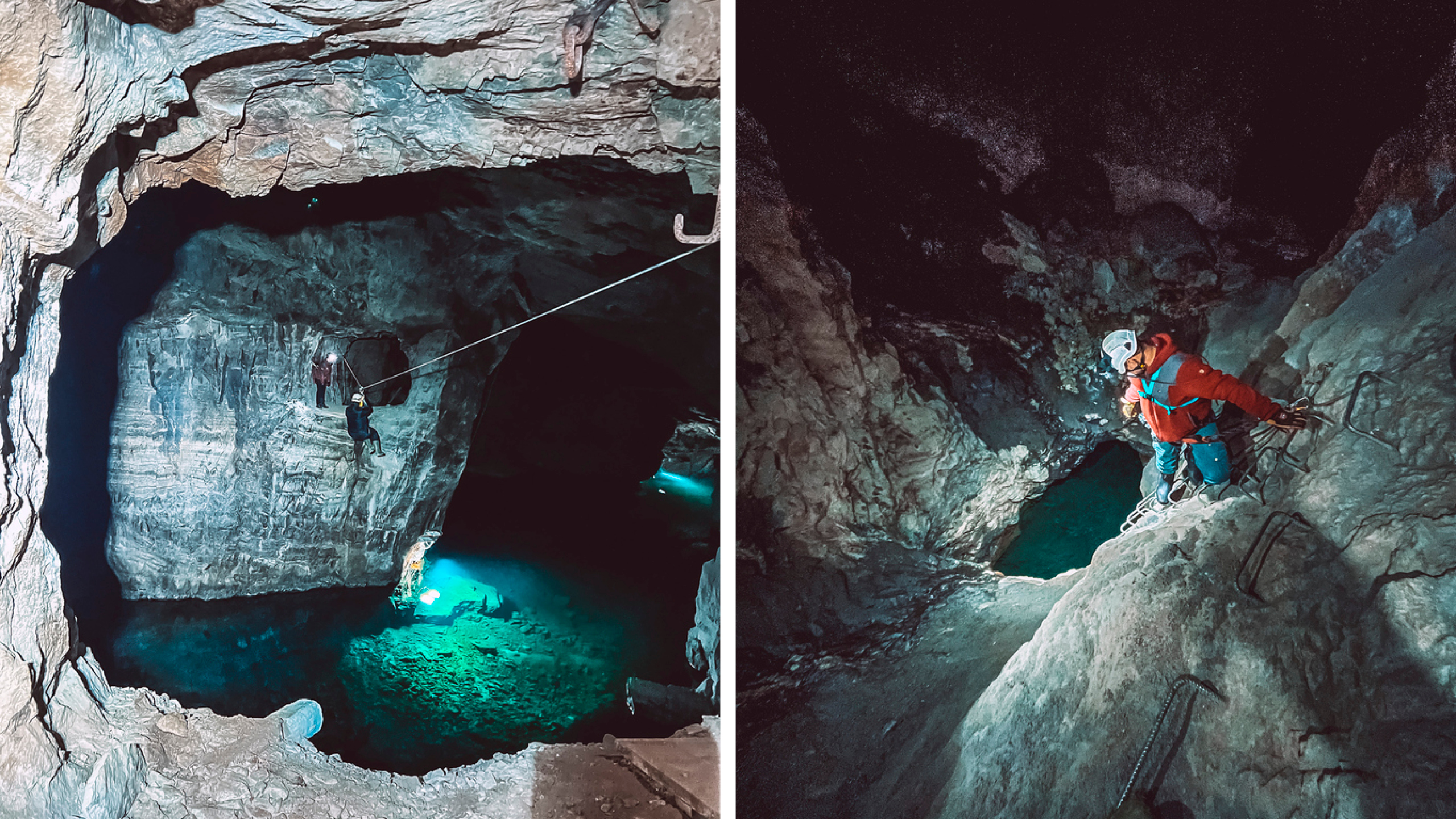 Zipline och Via Ferrata i Äventyrsgruvan i Tuna Hästberg.
