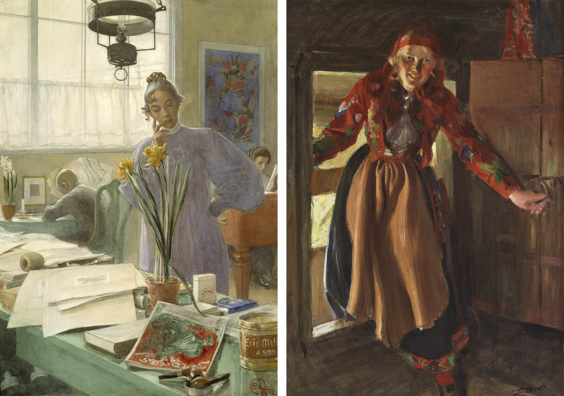 Paintings by famous artist from Dalarna, Carl Larsson and Anders Zorn.