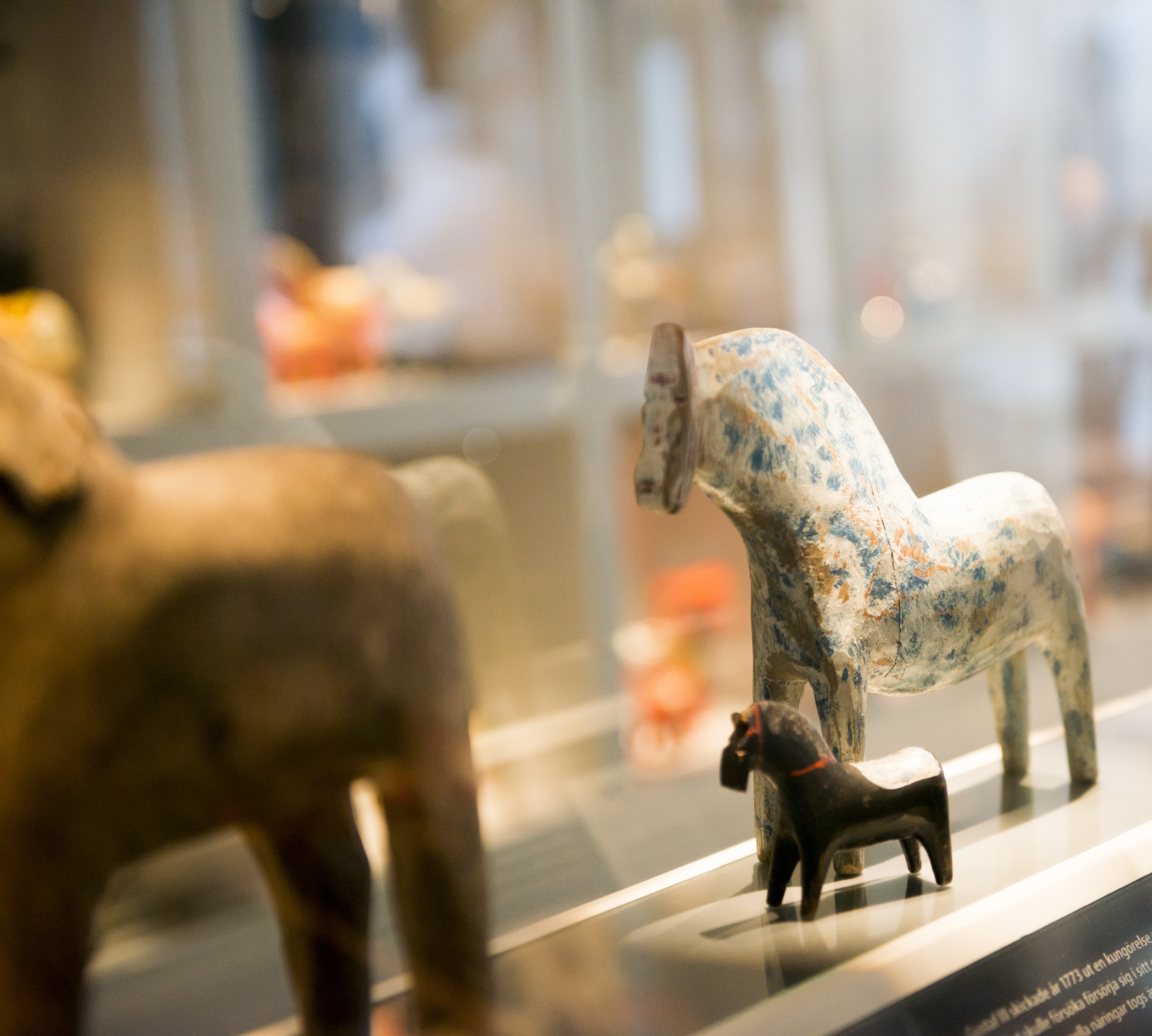 Gamla Dalahästar på Dalarnas museum.