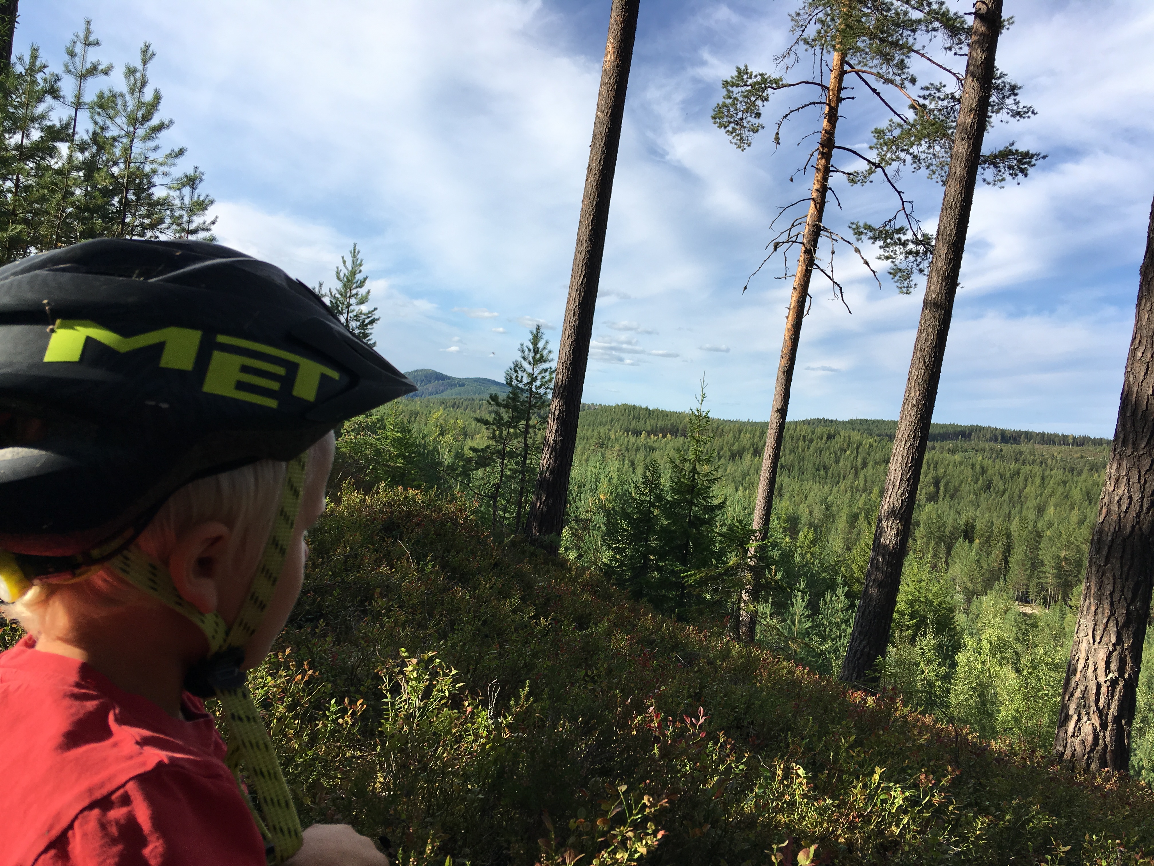 Emil tittar på utsikt i Hökberg.