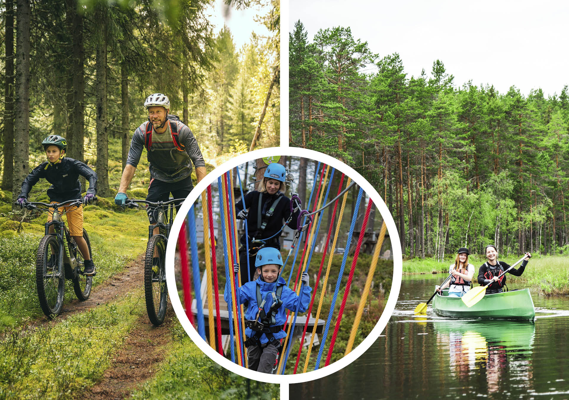 Picture collage of family adventures in the nature.