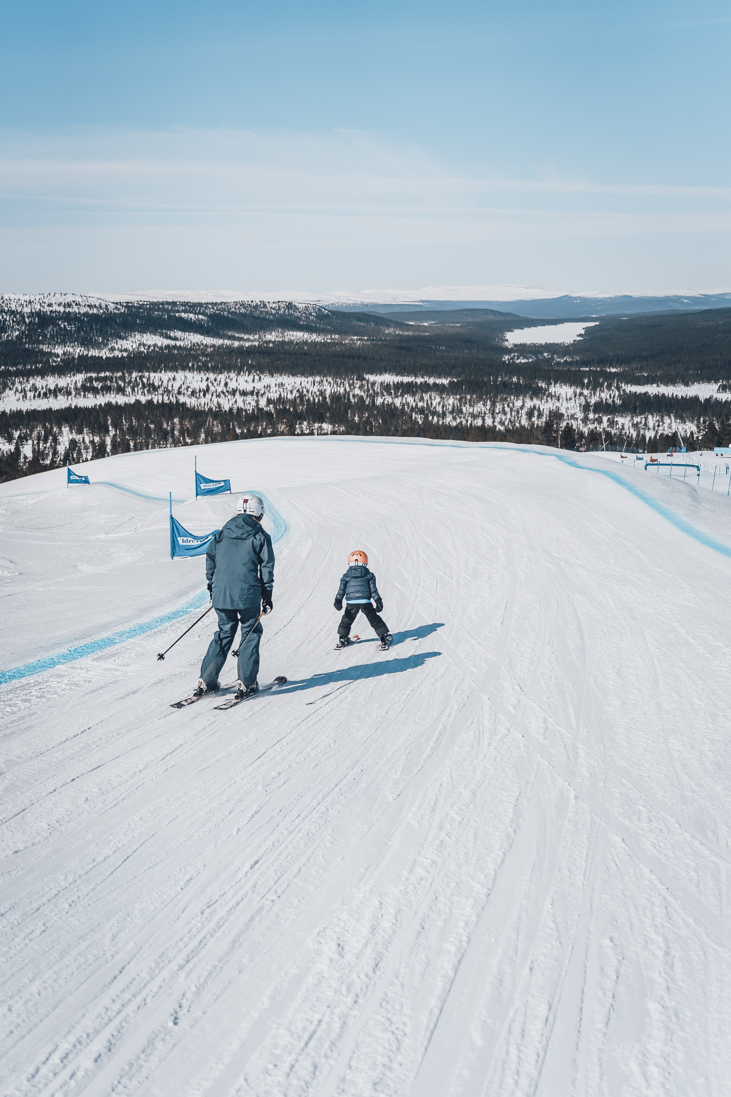 Skidåkare i backen.