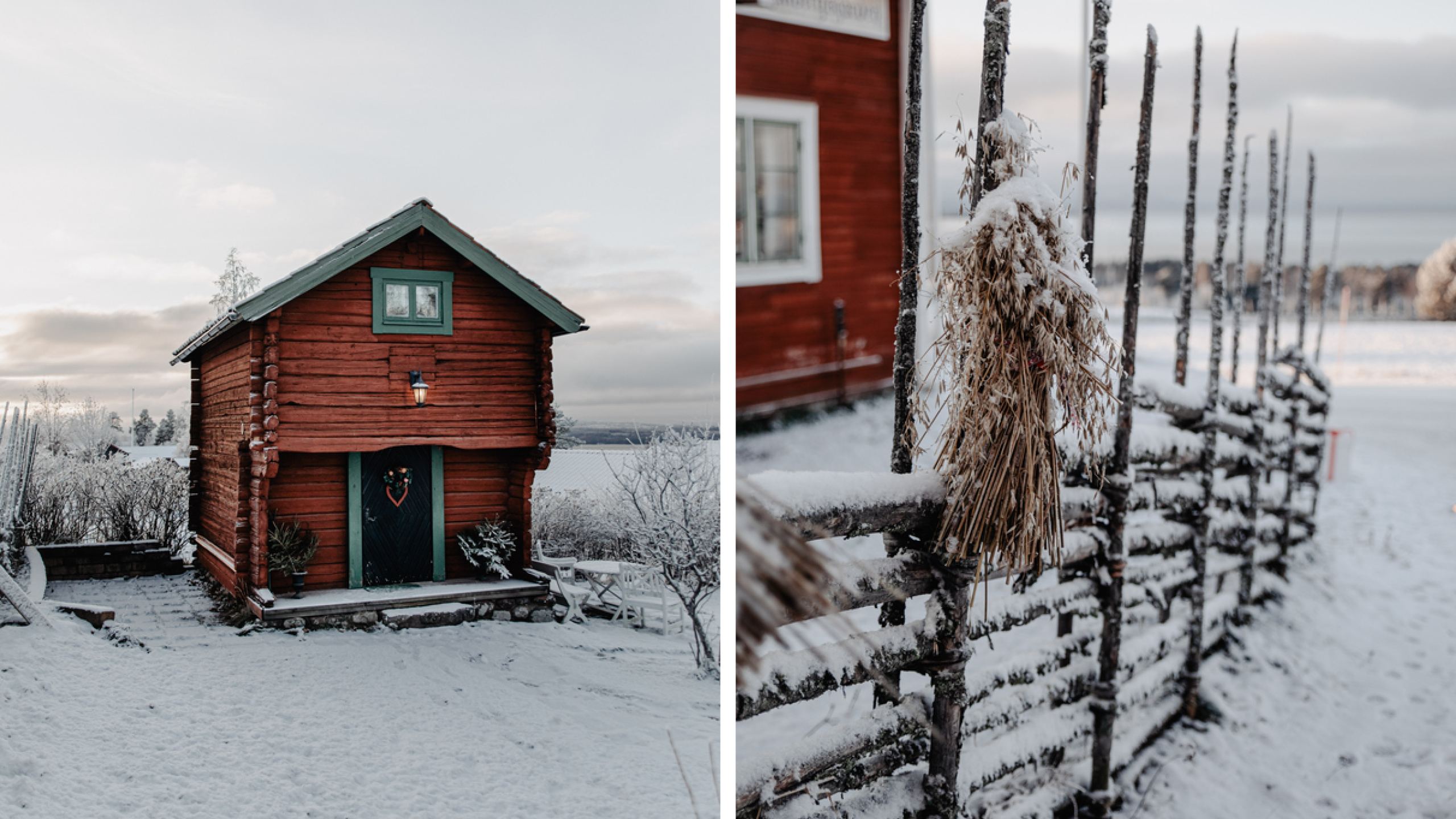Röda timrade hus i Tällberg.