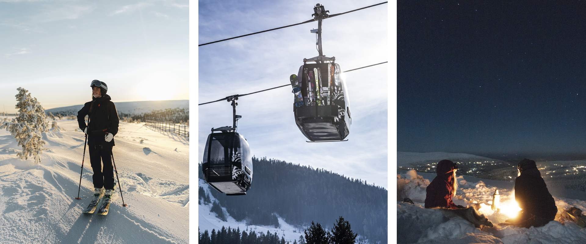 Girl at the slopes, Ski lift in Kläppen, Cosy under the stars