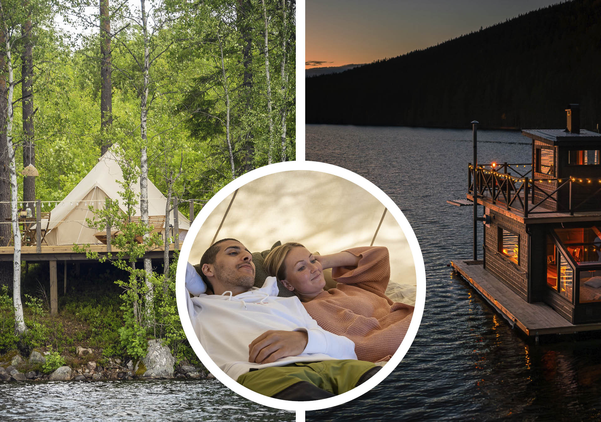 Picture collage of accommodations.