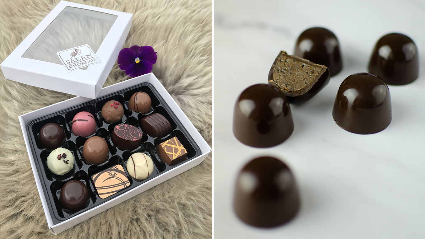 Chokladpraliner i en fin ask.