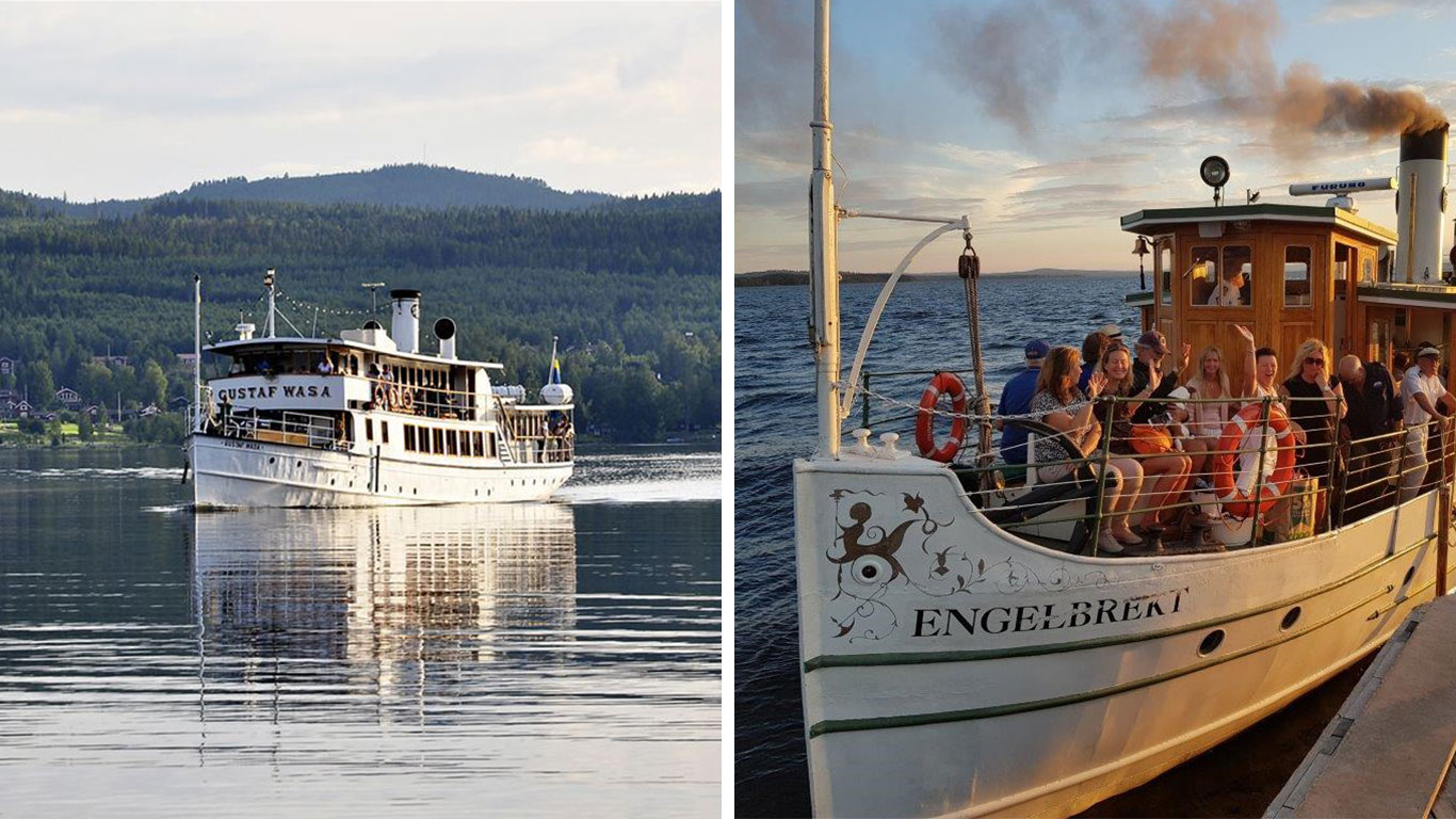 Fartygen Gustaf Wasa och Engelbrekt, som båda kör turer på Siljan.