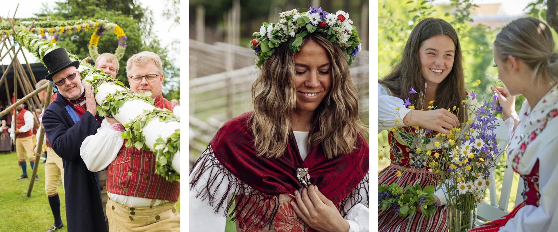 Pictures of different midsummer celebrations.