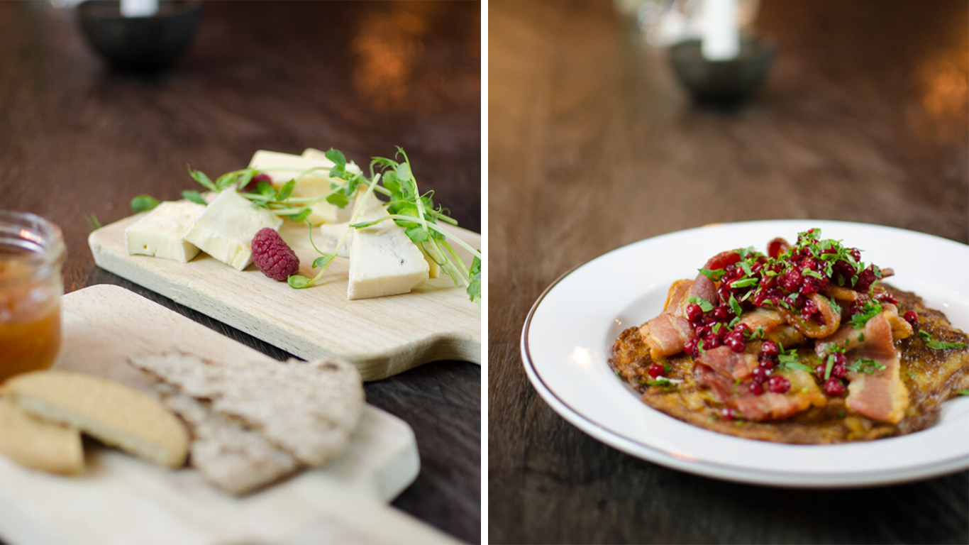 Mat upplagd på tallrikar.