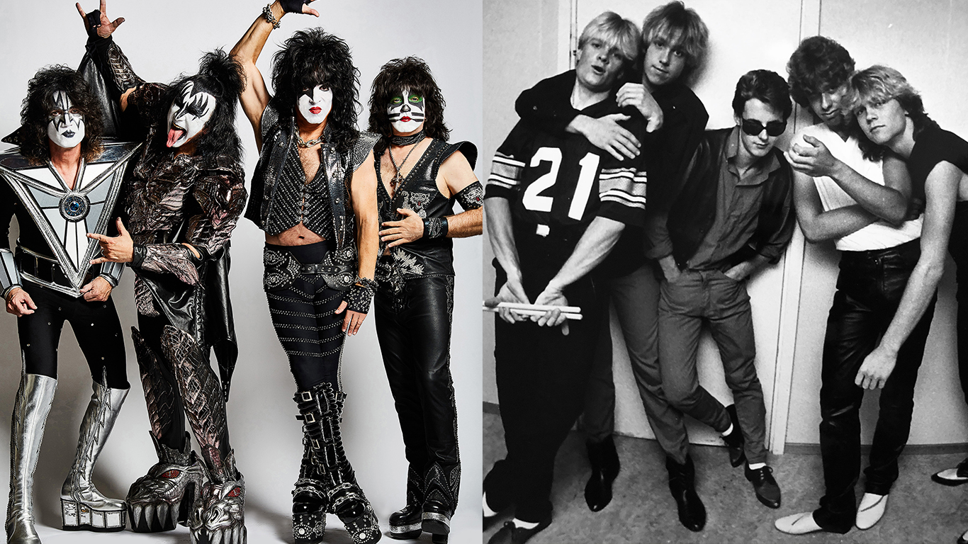 Collage: Banden KISS och Gyllene Tider.