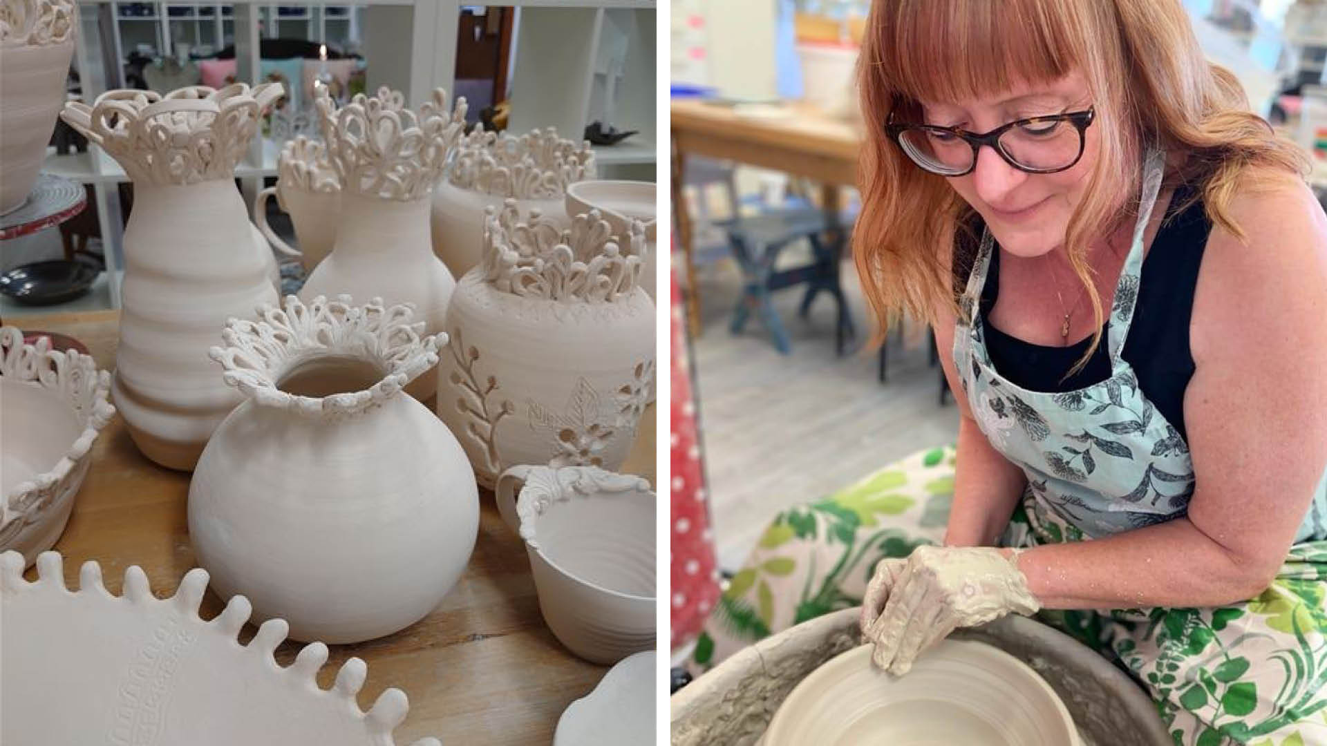 Drejning hos Lyckospira krukmakeri i Äppelbo.