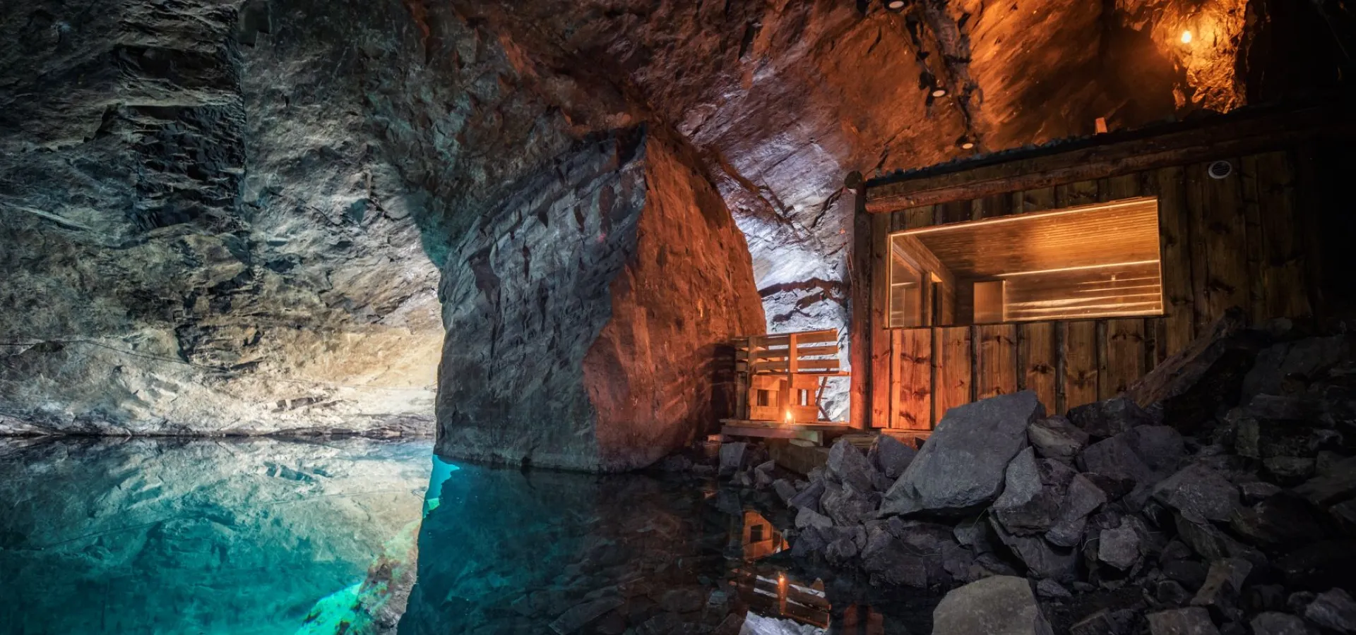 Bastu under jord i Äventyrsgruvan Tuna Hästberg.