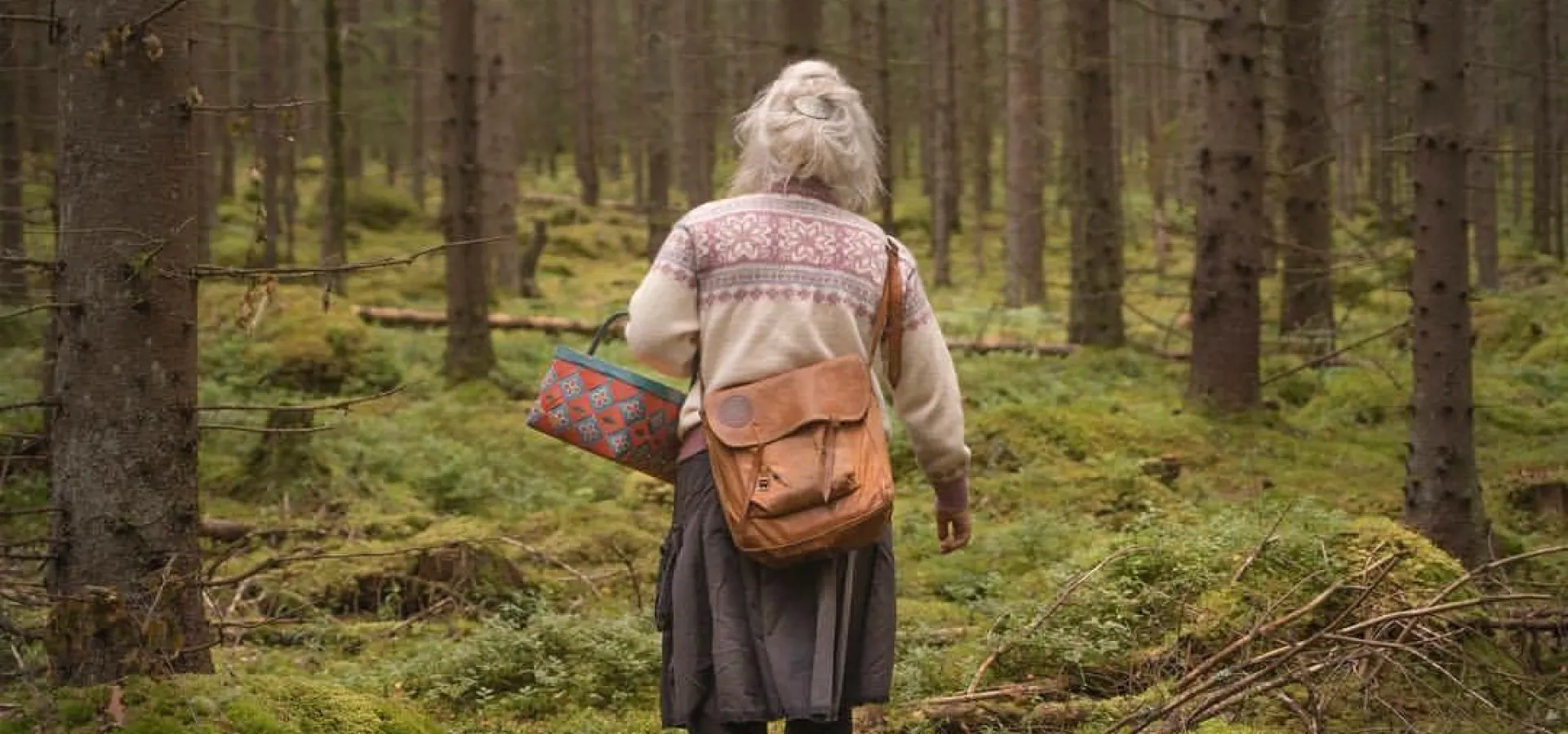 Elle vandrar i skogen.