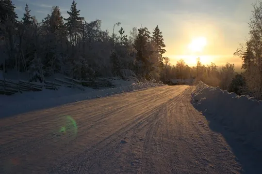 Skitracks in the sunrise.