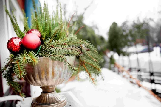 Christmas decorations outside Hotel Åkerblads.