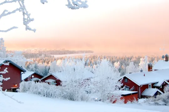 Vintervy från hotell Dalecarlia i Tällberg.