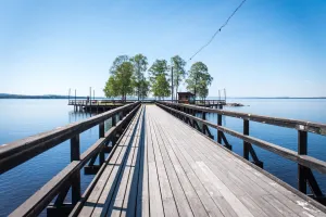 Långbryggan i Rättvik, som ligger precis vid Siljansbadets Camping.