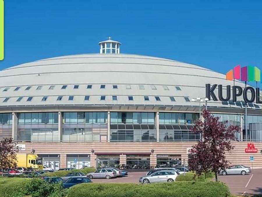 Exterior of the mall Kupolen where the hotel is located.