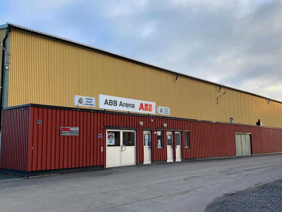 The building of ABB-arena from the outside.