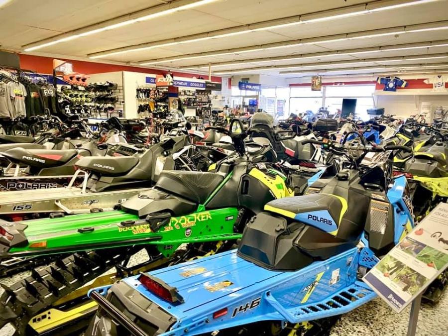 A store with snowmobiles