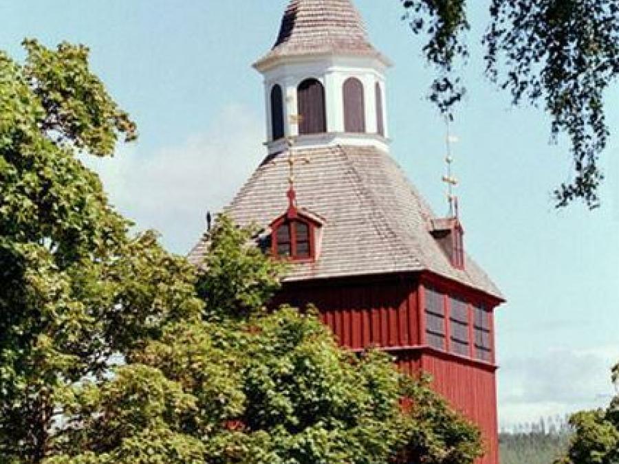Red wooden church.