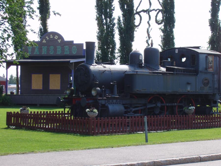A black locomotive.
