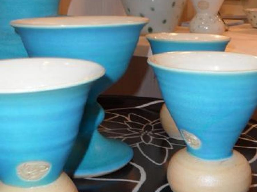 Blue pottery.
