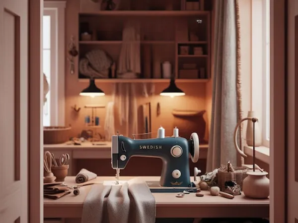Rum med en symaskin.