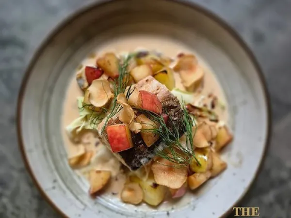 A plate of food on a table
