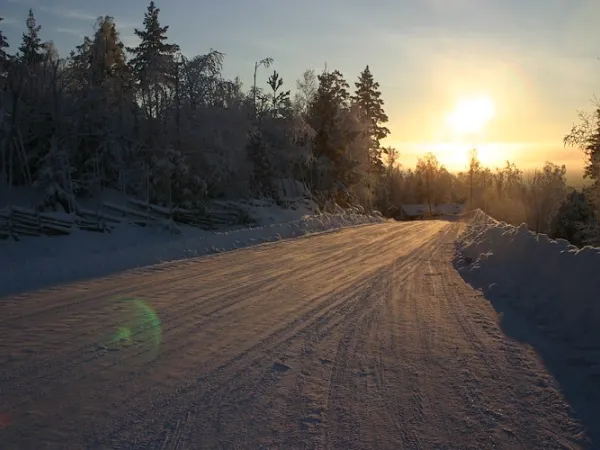 Skitracks in the sunrise.