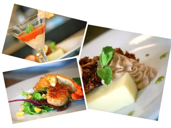 Bildkollage på olika maträtter.