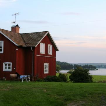 House by a lake.
