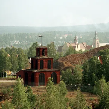 Utsikt över Falu Gruva och omgivande landskap.