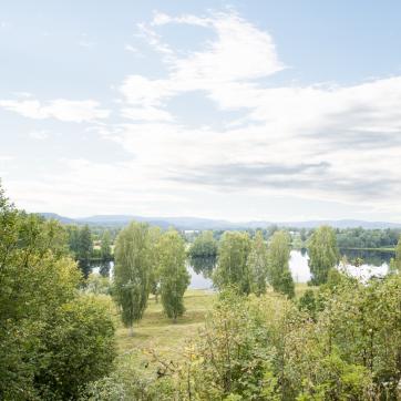 Natur med utsikt över sjö i utanför Borlänge.