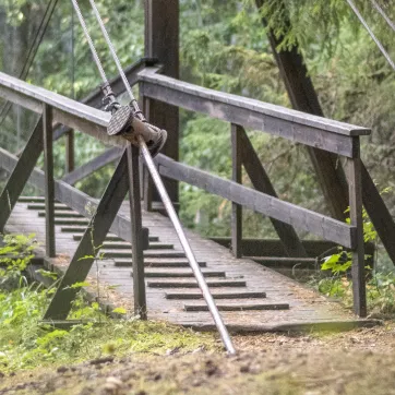 Hiking trail over a bridge.