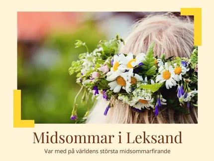 En person med blommor i håret.
