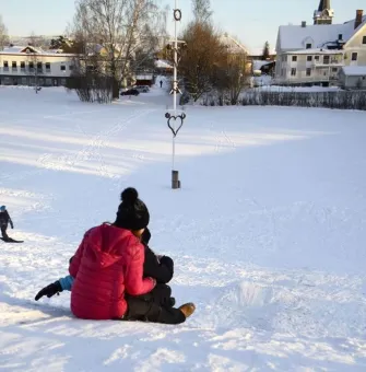 Children sledding.