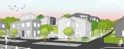 En animerad bild på ett bostadsområde.
