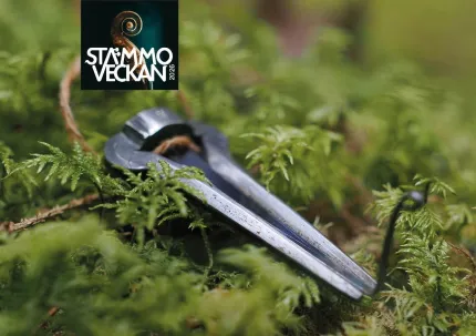 En mungiga som ligger på en grön bädd i skogen, logga Stämmoveckan.