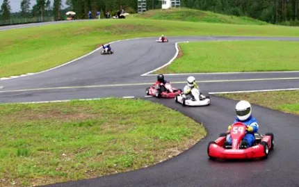 Several gocart on race.
