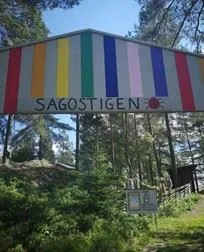 Startskylt på sagostigen.