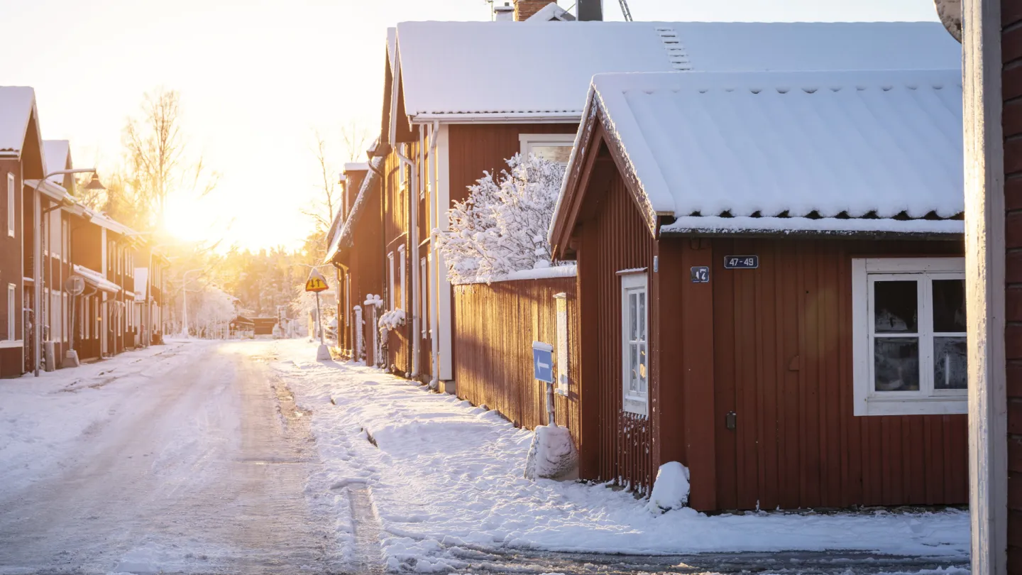 En vintrig gata i Falun.