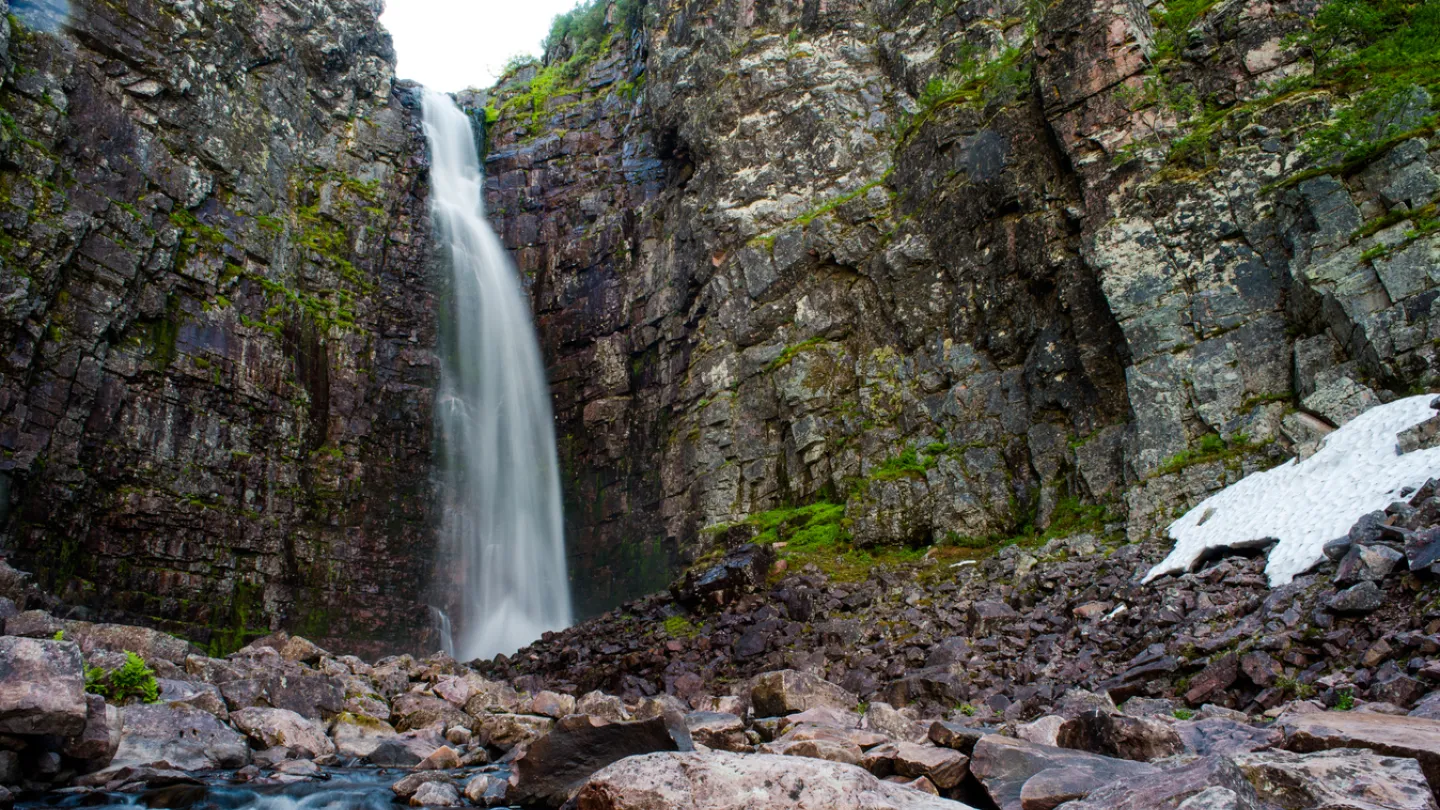 Vattenfallet Njupeskär på Fulufjällets Nationalpark.