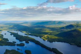 View over lakes and rivers.