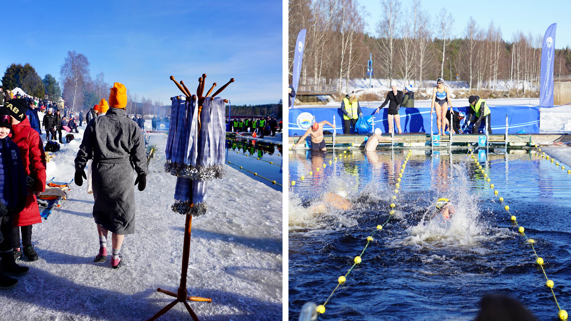 Simmare badar och simmar under Vansbro Vintersim.